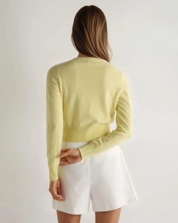 N.Peal Women's Ivy Cropped Cashmere Cardigan Granita Yellow