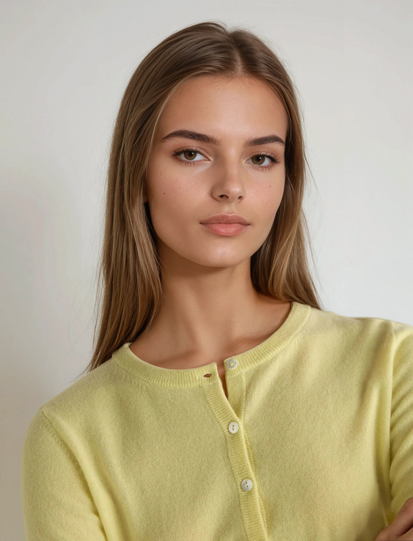 N.Peal Women's Ivy Cropped Cashmere Cardigan Granita Yellow