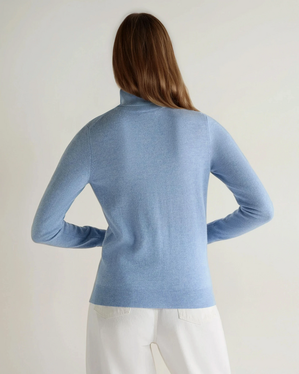 N.Peal Women's Luna Roll Neck Cashmere Jumper Cornflower Blue