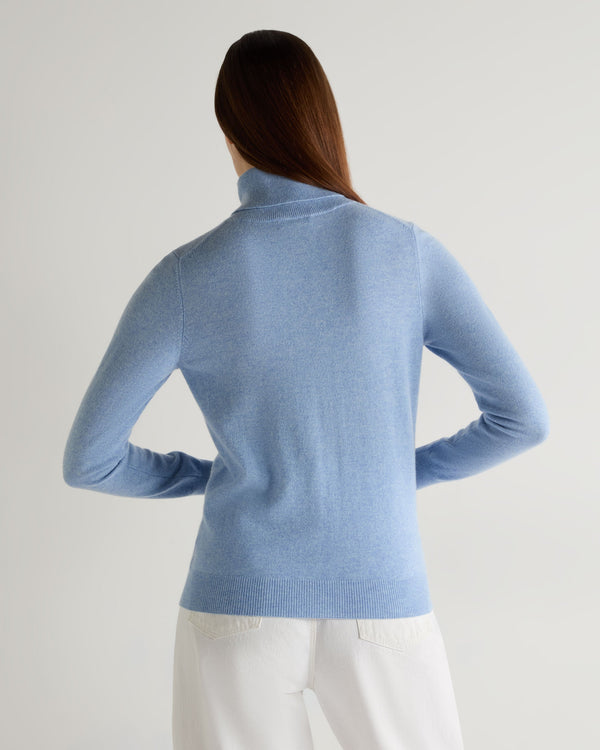 N.Peal Women's Luna Roll Neck Cashmere Jumper Cornflower Blue