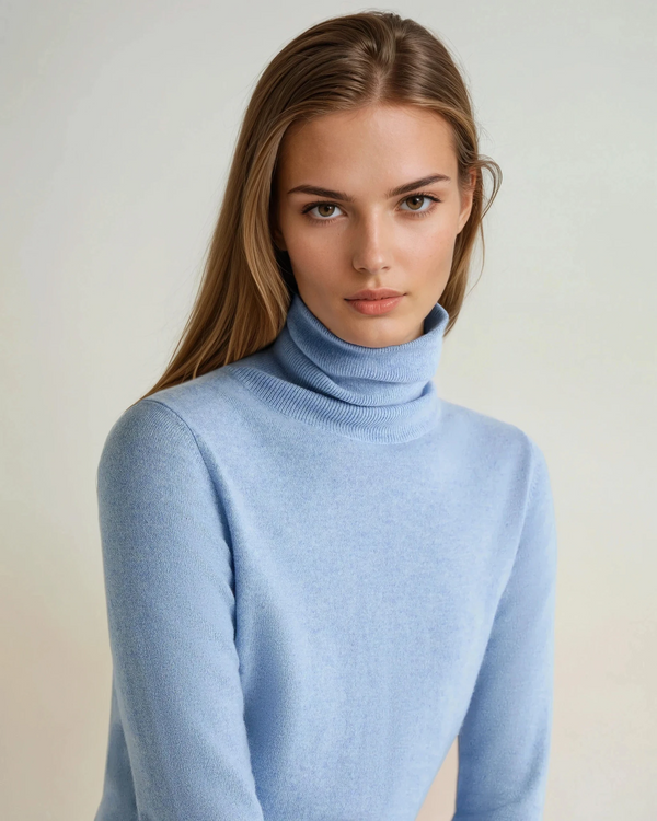 N.Peal Women's Luna Roll Neck Cashmere Jumper Cornflower Blue