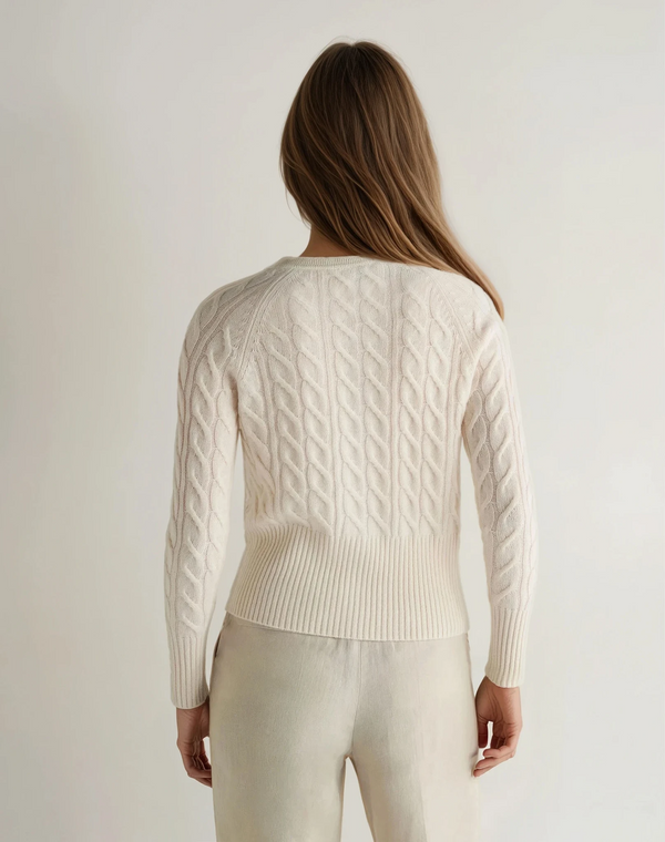 N.Peal Women's Myla Cable Cashmere Cardigan New Ivory White