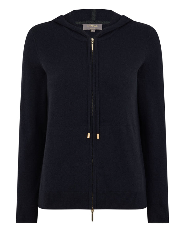 N.Peal Women's Ada Cashmere Hoodie Navy Blue