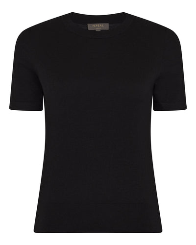 N.Peal Women's Isla Superfine Cashmere T-Shirt Black