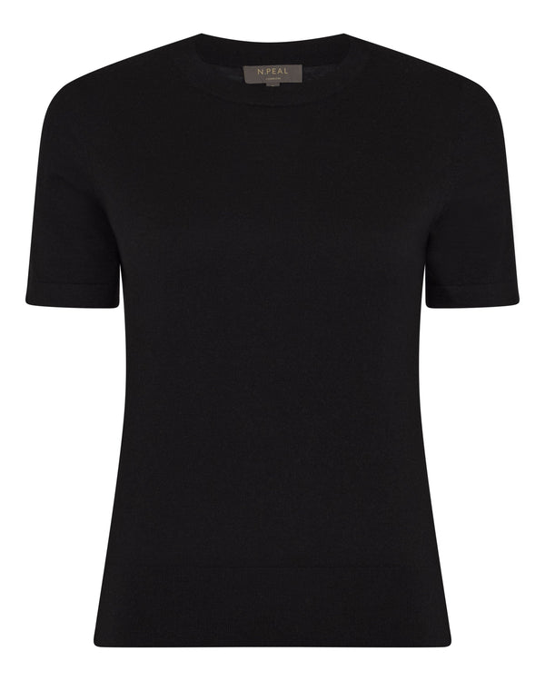 N.Peal Women's Isla Superfine Cashmere T-Shirt Black