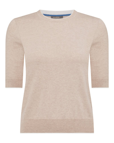 N.Peal Women's Cotton Cashmere T-Shirt Sandstone Brown