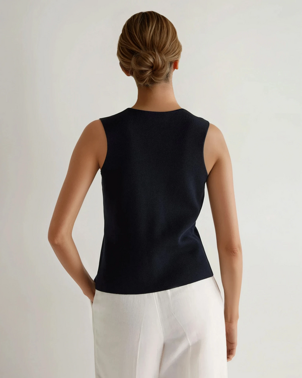 N.Peal Women's Mila Cotton Cashmere Silk Waistcoat Navy Blue