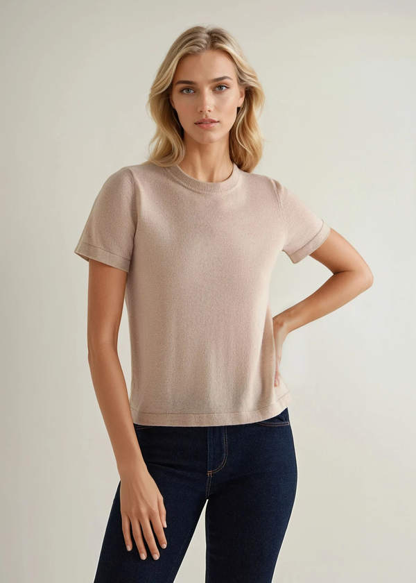 N.Peal Women's Lottie Cashmere T-Shirt Ecru White