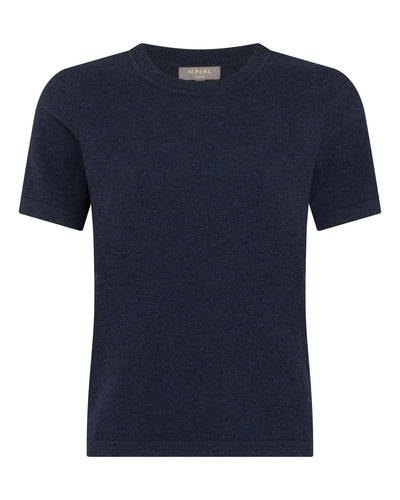 N.Peal Women's Lottie Cashmere T-Shirt Indigo Blue