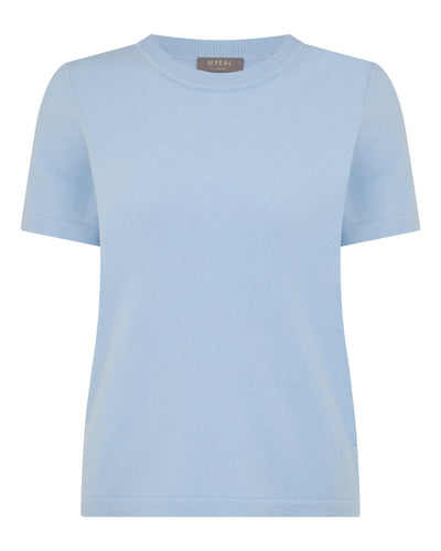 N.Peal Women's Lottie Cashmere T-Shirt Sea Mist Blue