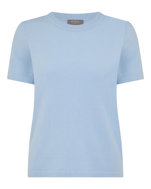 N.Peal Women's Lottie Cashmere T-Shirt Sea Mist Blue