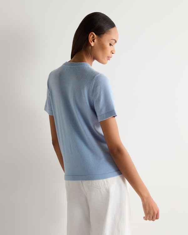 N.Peal Women's Lottie Cashmere T-Shirt Sea Mist Blue