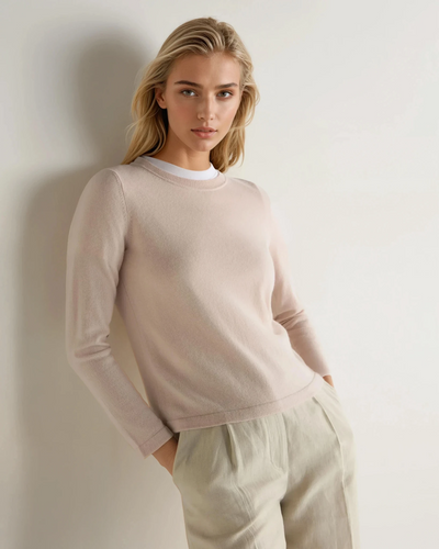 N.Peal Women's Hallie Round Neck Cashmere Jumper Dusk Pink