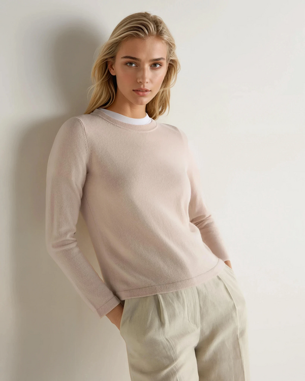 N.Peal Women's Hallie Round Neck Cashmere Jumper Dusk Pink