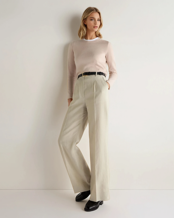 N.Peal Women's Hallie Round Neck Cashmere Jumper Dusk Pink