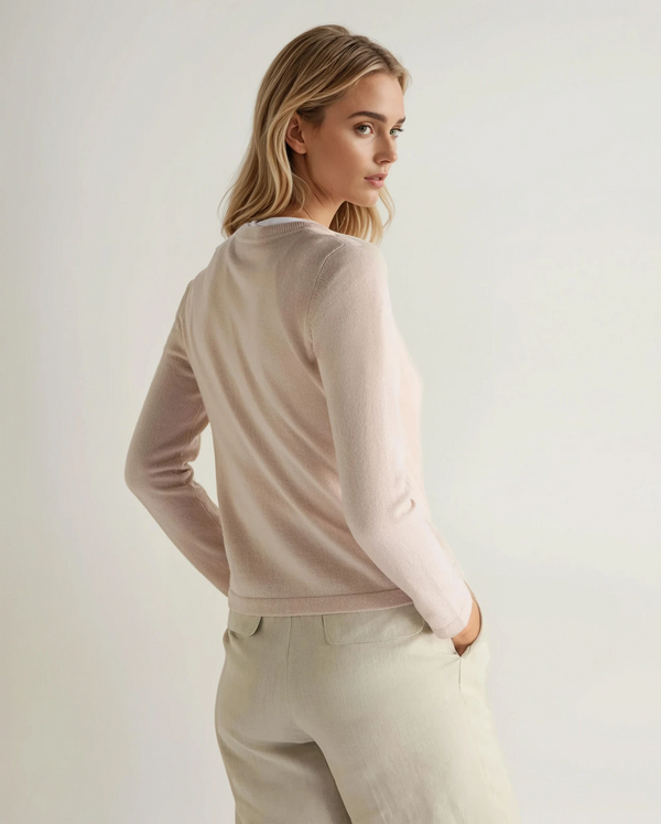 N.Peal Women's Hallie Round Neck Cashmere Jumper Dusk Pink