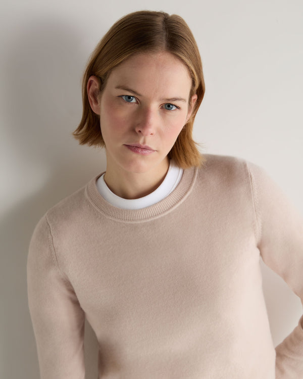 N.Peal Women's Hallie Round Neck Cashmere Jumper Dusk Pink