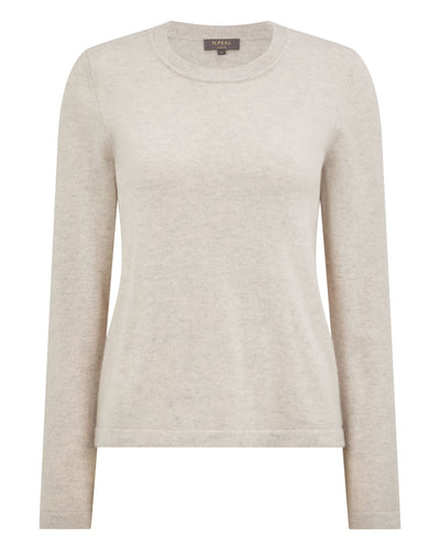 N.Peal Women's Hallie Round Neck Cashmere Jumper Pebble Grey