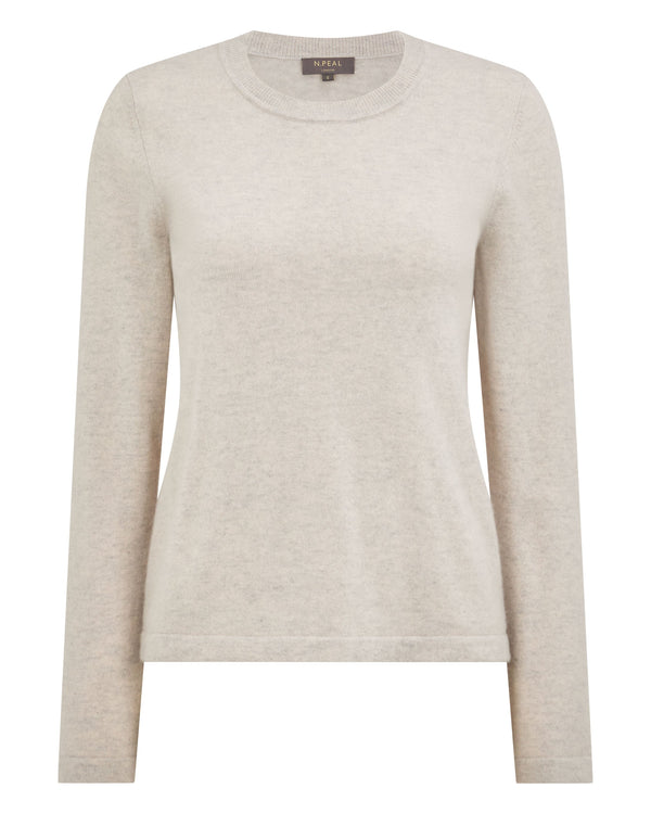 N.Peal Women's Hallie Round Neck Cashmere Jumper Pebble Grey