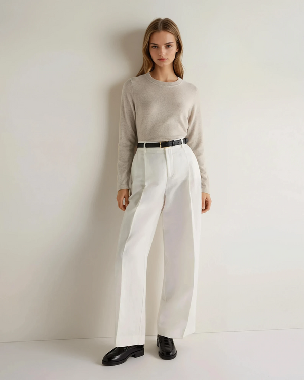 N.Peal Women's Hallie Round Neck Cashmere Jumper Pebble Grey