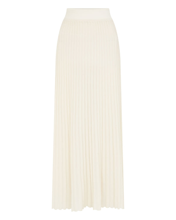 N.Peal Women's Superfine Pleated Cashmere Silk Skirt New Ivory White