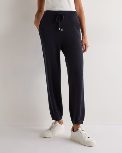 N.Peal Women's Cashmere Cuffed Lounge Trouser Navy Blue