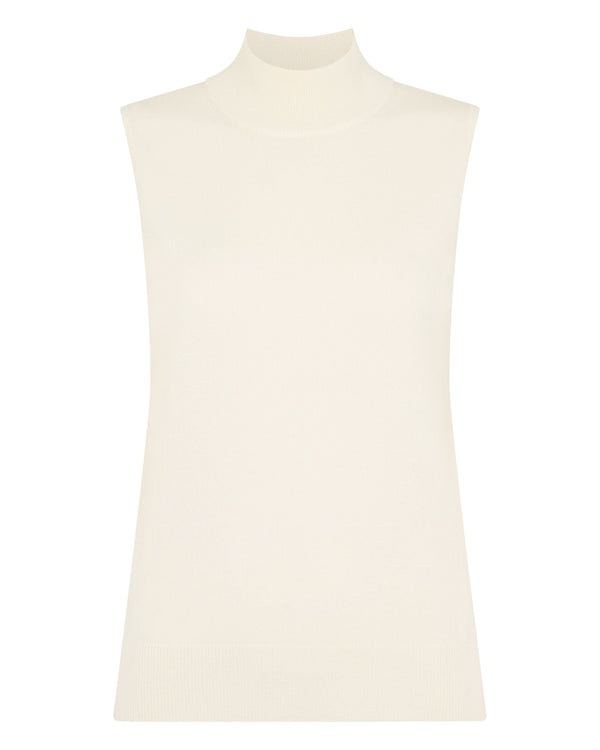 N.Peal Women's Aurora Mock Neck Cashmere Tank Top New Ivory White