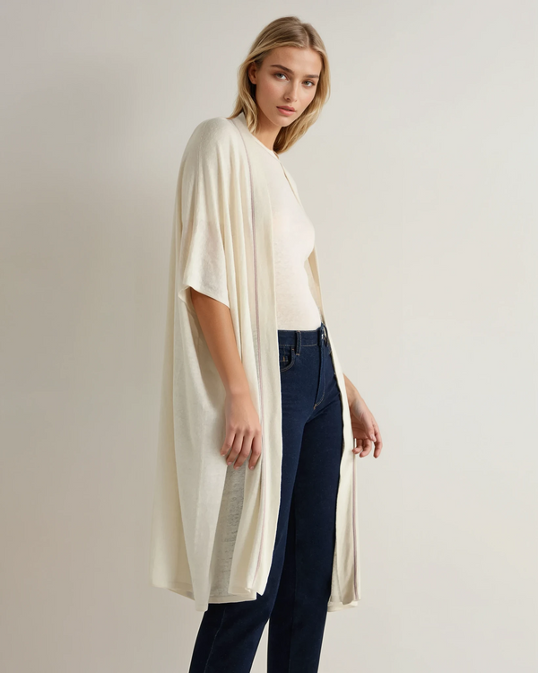 N.Peal Women's Linen Blend Kaftan New Ivory White