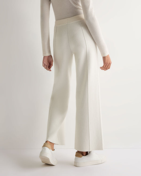 N.Peal Women's Double Faced Cotton Blend Trousers New Ivory White