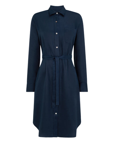 N.Peal Women's Catania Linen Shirt Dress Navy Blue