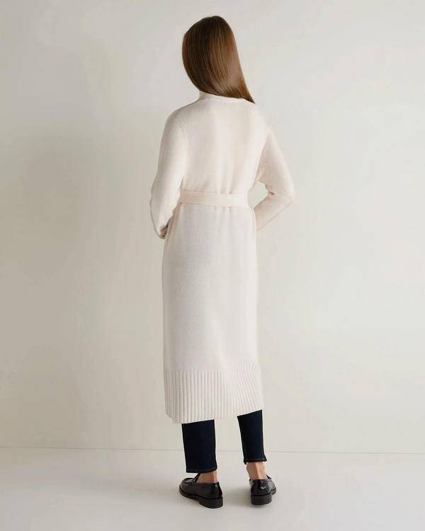 N.Peal Women's Longline Cashmere Cardigan New Ivory White