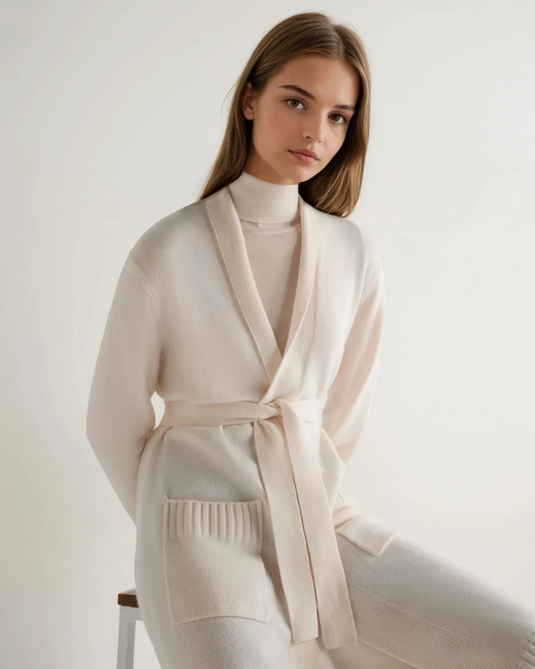 N.Peal Women's Longline Cashmere Cardigan New Ivory White