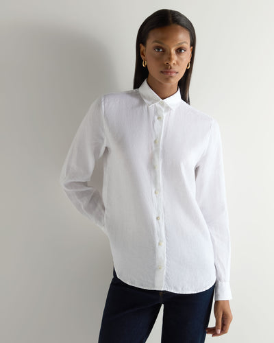 N.Peal Women's Rochelle Linen Shirt White