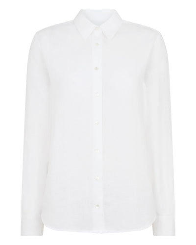 N.Peal Women's Rochelle Linen Shirt White