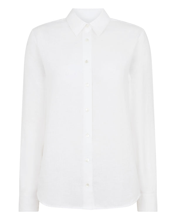 N.Peal Women's Rochelle Linen Shirt White