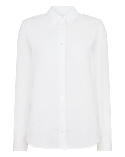 N.Peal Women's Rochelle Linen Shirt White