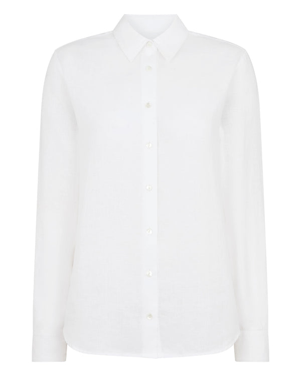 N.Peal Women's Rochelle Linen Shirt White