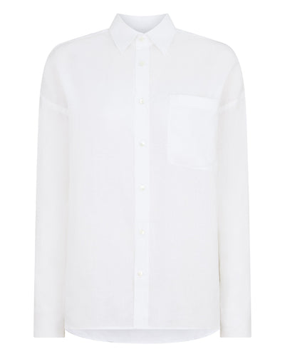 N.Peal Women's Valencia Linen Shirt White