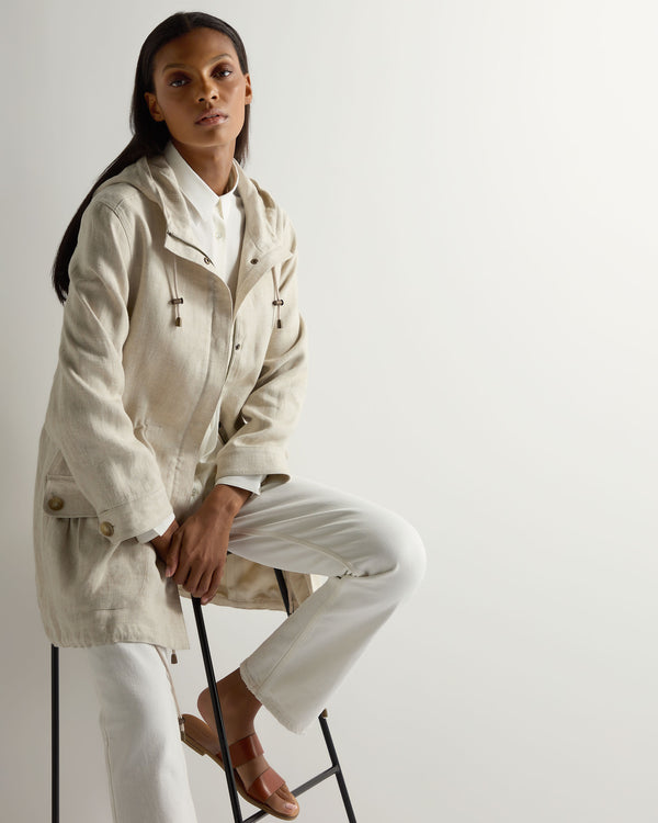 N.Peal Women's Salina Linen Jacket Oatmeal Brown