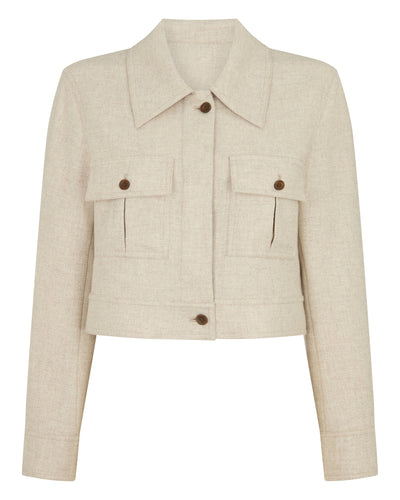 N.Peal Women's Woven Cashmere Cropped Jacket Beige Brown
