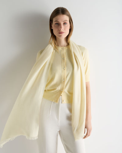 N.Peal Women's Pashmina Cashmere Stole Butter Yellow