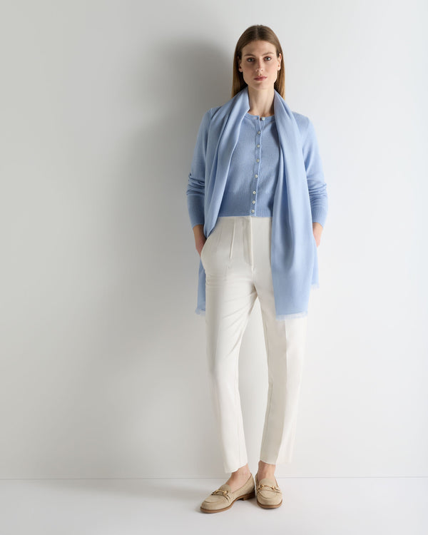 N.Peal Women's Pashmina Cashmere Stole Sea Mist Blue