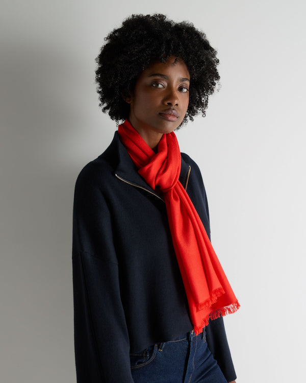 N.Peal Women's Pashmina Cashmere Stole Tomato Red