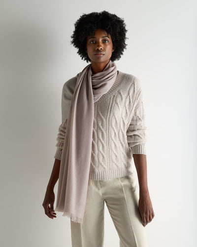 N.Peal Women's Pashmina Cashmere Shawl Oat Grey