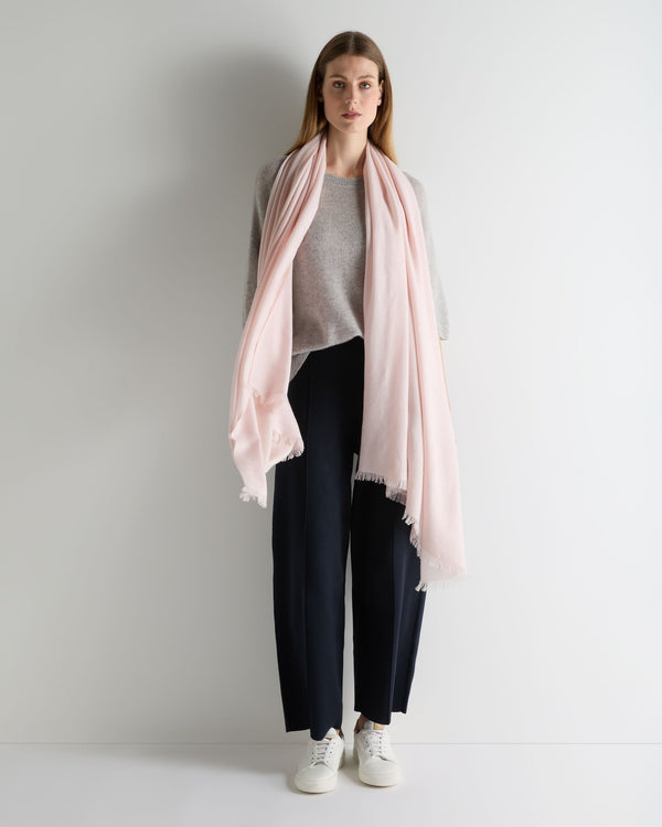 N.Peal Women's Pashmina Cashmere Shawl Powder Pink