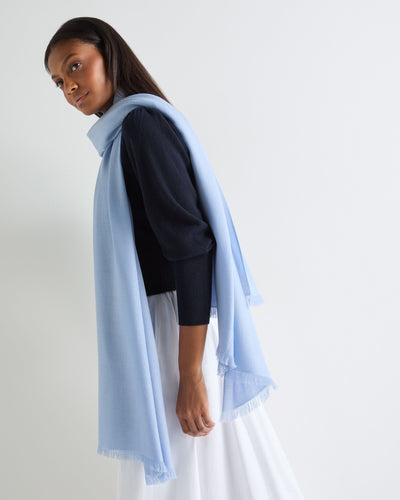 N.Peal Women's Pashmina Cashmere Shawl Sea Mist Blue