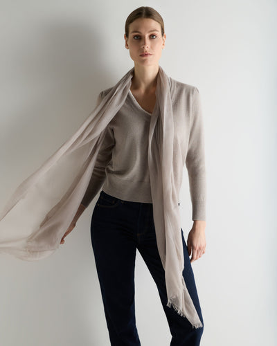 N.Peal Women's Ultrafine Pashmina Cashmere Shawl Oat Grey