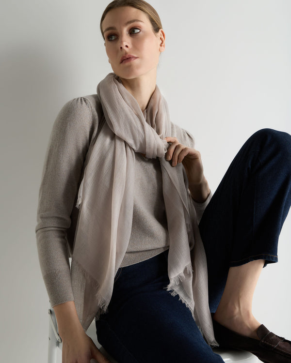 N.Peal Women's Ultrafine Pashmina Cashmere Shawl Oat Grey