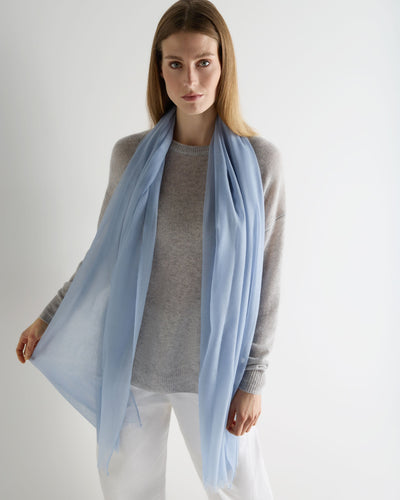 N.Peal Women's Ultrafine Pashmina Cashmere Shawl Sea Mist Blue