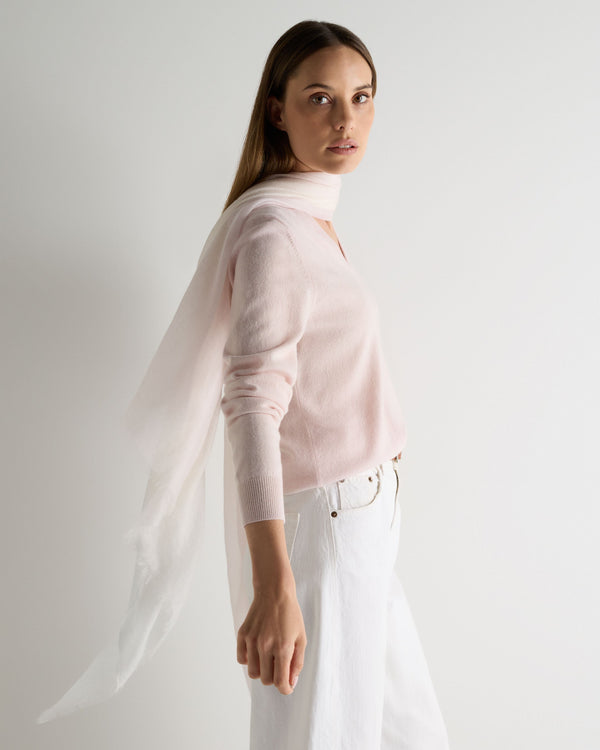 N.Peal Women's Dip Dye Cashmere Scarf Powder Pink